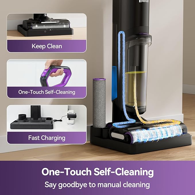 Wet Dry Vacuum Cleaner 16,000Pa,50Mins Runtime Cleaning Area 3,013 ft²,Cordless Vacuum Cleaner, Cordless Vacuum and Mop All in One,for Hard Floors Sticky Messes and Pet Hair,W15 Set