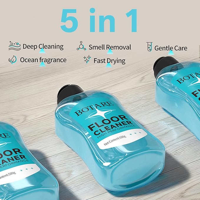 Floor Cleaner Liquid for Mopping, Household Deep Cleaning Solution for Wood,Hardwood,Tile,Laminate,Marble & Porcelain & Bathroom,Ocean Scent,17.6 Fl Oz Each(2 Bottles+1 Cleaning Cloth)