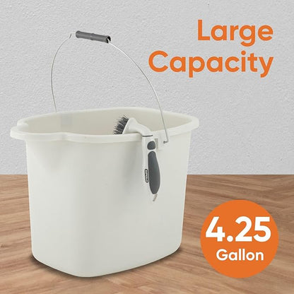 Superio Plastic Bucket Mop with Handle and Spout for Floor Cleaning (Soft Grey)