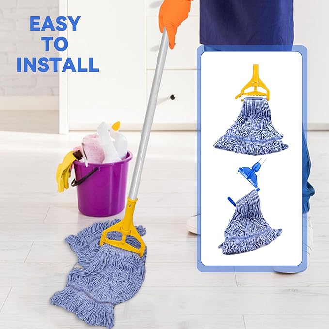 Commercial Heavy Duty Mop Heads Replacement for Rubbermaid: 9 Packs Industrial Wet Mop Head for Floor Cleaning - Commercial Products Looped End String Head Refills