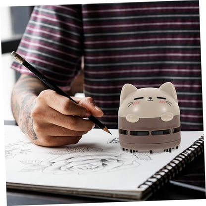 MERRYHAPY Cute Cat Design Handheld Vacuum Mini Desk Vacuum Rechargeable Dust Crumb Collector