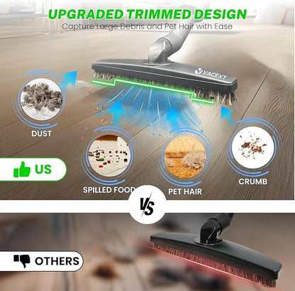 1.25 Inch Stainless Steel Vacuum Extension Wand Compatible with Vacuums using 1 1/4 Inch (1.25in) 32mm Accessories - 1 1/4 Vacuum Extension Tube for Shop Vac (Extension Wand and Hard Floor Brush)