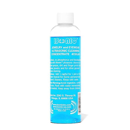 iSonic Ultrasonic Jewelry & Eyeglass Cleaner Solution Concentrate - Professional Cleaning Liquid for Ultrasonic Machine - Clean Gold, Silver, Diamond, Watch, Glasses, Eye Wear, 8-oz