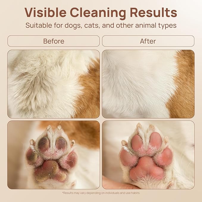 HICC PET Glove Wipes Pro Series for Dogs & Cats, Extra Thick Dual-Textured Grooming Wipes, Rinse-Free Shampoo Mittens for Quick Cleaning & Deodorizing, Perfect Between Baths, Travel, Portable 6 Pack