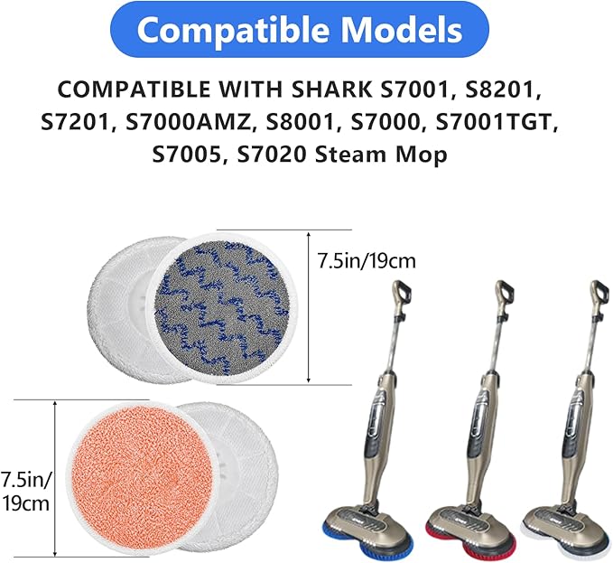 10 Pack Upgraded S7001 Pads Replacement Steam Mop Pads for Shark S8201 S8001 S7001 S7201 S7000AMZ S7000 S7005 S7020 S7001TGT Steam Mop Pads, Steam & Scrub All-in-One Scrubbing Mop Pads