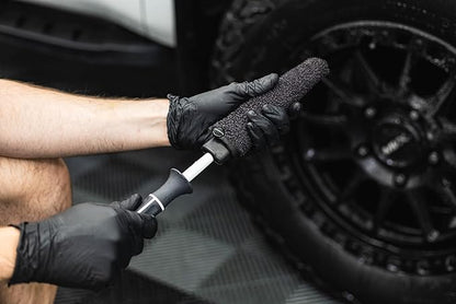 Detail Factory - Wheel Brush Kit with Interchangeable Microfiber Covers - Ultra-Soft Cleaning, Washing and Detailing Wheels, Tires, and Rims - Black Ice