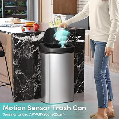 22 Gallon Motion Sensor Trash Can - 82L Stainless Steel Automatic Large Kitchen Trash Can, Touchless Garage Bin with Lid, Hands-Free Waste Bin for Home/Office