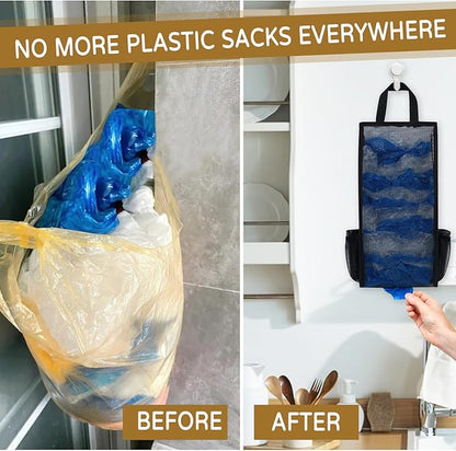 Plastic Bag Holder, Large Capacity Grocery Bag Holder, Breathable Mesh Plastic Bag Holders for Grocery Bags Storage, Lightweight Trash Bag Holder Dispenser Organizer, Black
