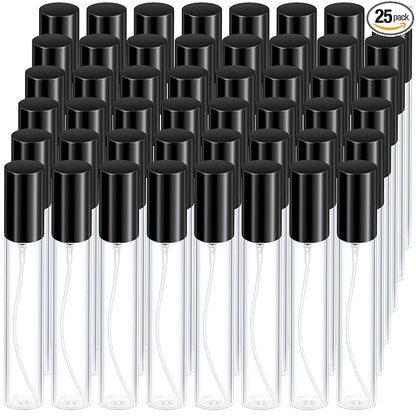 Yinder 25 Pcs 15 ml Glass Refillable Perfume Bottles Bulk Travel Empty Perfume Atomizer Sprayers Portable Spray Bottles Mini Sample Fragrance Containers, Black