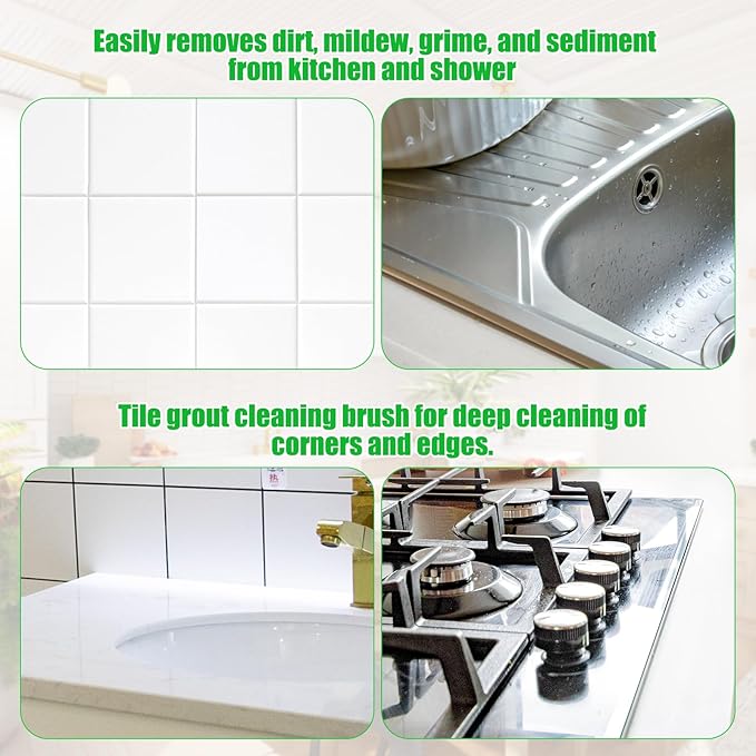 NQEUEPN 4pcs Grout Cleaner Brushes, V Shape Hard Bristle Crevice Stiff Cleaning Brush Grout Scrubber Shower Scrub Tool for Tile Floors, Tracks, Door Groove, Bathroom Gap, Kitchen, Window