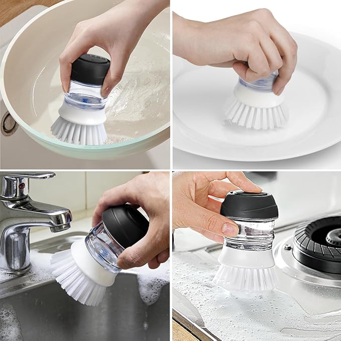 CELOX Soap Dispensing Dish Brush, Kitchen Brush for Pot Pan Sink Cleaning