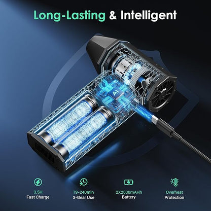 YOTON Compressed Air Duster 110,000 RPM, Cordless Electric Air Duster Replaces Canned Air Spray, Rechargeable 3-Gear Keyboard Cleaner, Air Blower for Computer, Electronics, Camera, Car & Outdoor