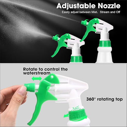 Eccliy 12 Pcs 16 Oz Plastic Spray Bottle, Adjustable Empty Reusable Sprayer for Cleaning, Planting, Water, Bathroom and Kitchen, BBQ, Commercial and Residential (Original,Black,Green)