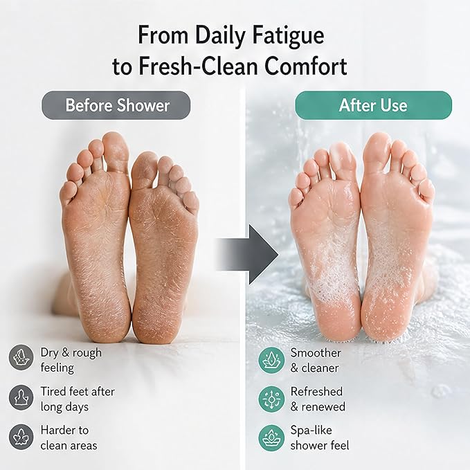 Dual-Sided Silicone Shower Foot Scrubber Mat – Foot Scrubber in Shower for Deep Cleaning & Exfoliation | Wall-Mounted Shower Foot Scrubber Mat & Back Cleaner for Men and Women(Pink, Standard)