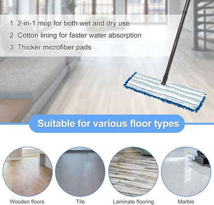 3 Pack Mop Heads Replacements Compatible for Ocedar Dual-Action Microfiber Flip Mop, Double Sided Mop Replace Head Mop Refills with Microfiber & Chenille for Dry Wet Use, Reusable, Machine Washable