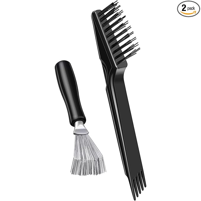 Boao 2 Pieces Hair Brush Cleaning Tool Comb Cleaner Brush Mini Comb Cleaning Hair Remover Tool for Removing Dust Home and Salon Use(Black, Wood Color,Black Polished Wooden Handle Rake)