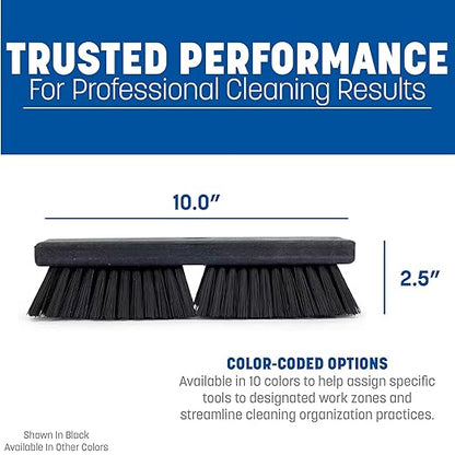 SPARTA Plastic Floor Scrub Brush, Brush Head Only, Deck Brush with ACME Standard Thread Fitting for Deck, Industrial Kitchens, and Hospitals, 10 Inches, Orange, (Pack of 6)