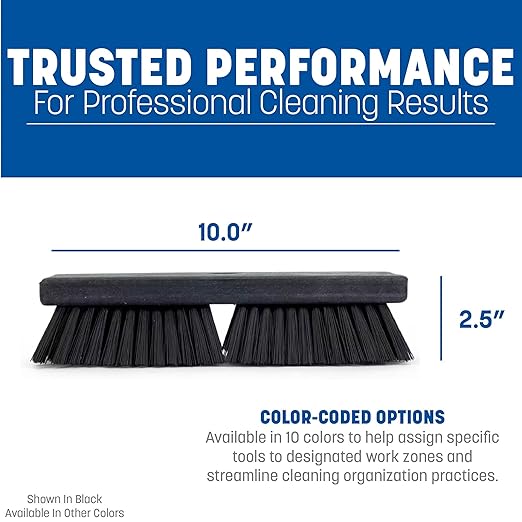 SPARTA Plastic Floor Scrub Brush, Brush Head Only, Deck Brush with ACME Standard Thread Fitting for Deck, Industrial Kitchens, and Hospitals, 10 Inches, White, (Pack of 6)
