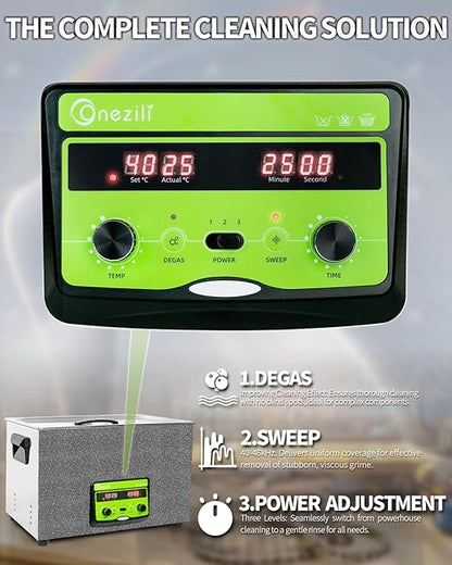 ONEZILI Ultrasonic Cleaner 30L, 600W Ultrasonic Parts Cleaner w/Adjustable Power, Sweep & Degas for 360°Cavitation Cleaning- Industrial Ultra Sonic Machine for Gun, Carburetor & Mechanical Parts