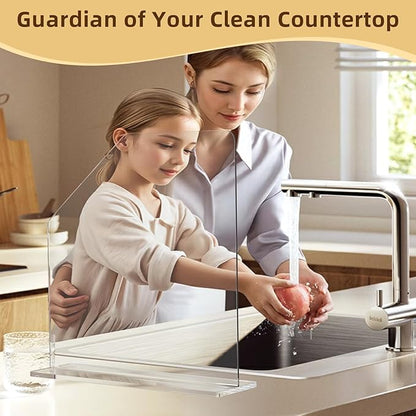 2 Pcs Acrylic Sink Splash Barrier, Clear Splatter Barrier, Freestanding Protective Panel with Cutaway, for Kitchen Hospital Labs Office, 15.7" L x 4.5" W x 16.3" H