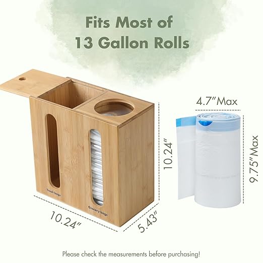 GOBAM Trash Bag Dispenser & Grocery Bag Holder, Large Capacity Plastic Bag Organizer with 3 Installation Options, Trash Bag Holder for Cabinet Door, Under Sink, Wall Mount–Ideal for Kitchen Organizer