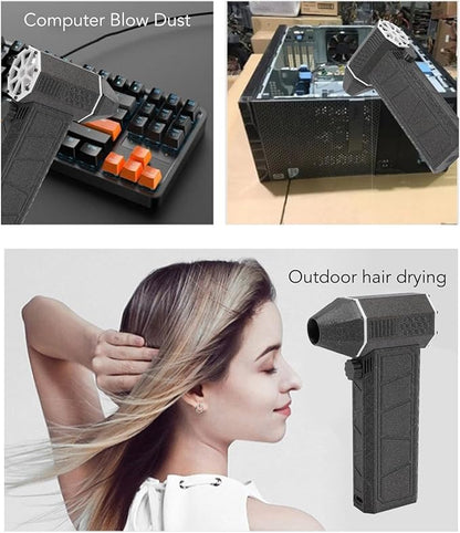 Jet Dry Mini Blower, 200000 RPM Portable Mini Jet Blower, Cordless Turbo Powered Mini Blower, Portable Hand Held Powerful Fan for Cleaning, Camping, Outdoors, Car