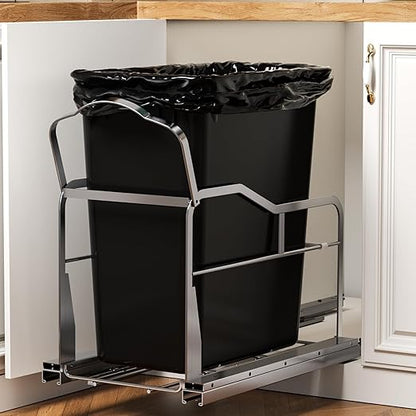 Pull Out Trash Can Under Cabinet with Soft-Close Slides，Heavy Duty Under Sink Trash Can Pull Out Slider for Kitchen Cabinet，Garbage Can Not Included, Requires 11" W X 18" D Cabinet Opening