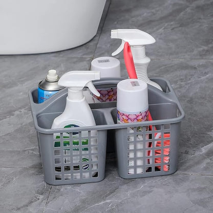 Portable Shower Caddy Basket,Convenient Cleaning Supplies Organizer with Compartments and Handle,Ideal for Bathroom, Bedroom, Kitchen, College Dorm,Garden,etc.12.4" x 7.4" x 5.1"gray