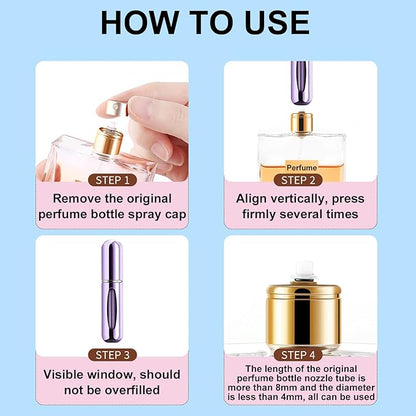 Portable Mini Perfume Atomizer Bottle, Atomizer Perfume Spray, Scent Pump Case, Refillable Travel (5ml, 5 Pack) (Purple, Gold, Green, Red, Black)