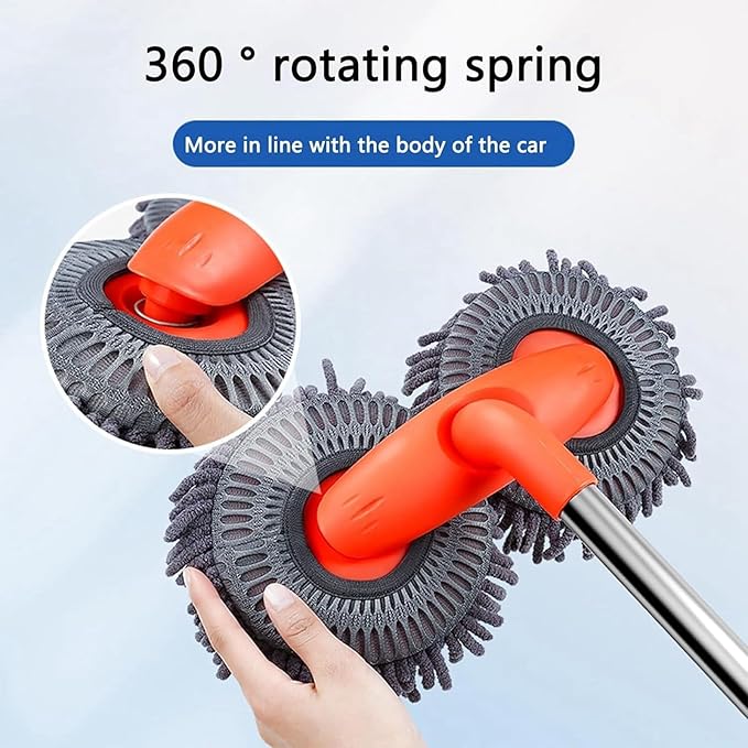 Retractable Car Wash Brush with Long Handle, Rotatable Long Handle Car Cleaning Kit, Brush Duster Scratch Free Cleaning Tool, Car Windshield Window Cleaning Kit, Microfiber Car Duster Dry Towels (3)