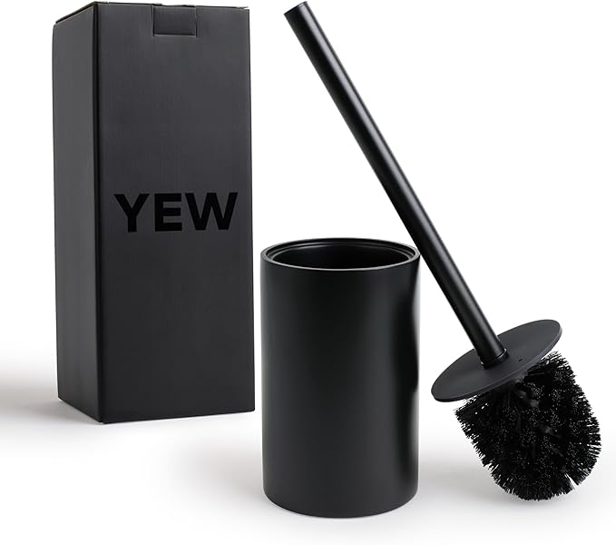 Yew Design Matte Black Toilet Bowl Brush for Bathroom with Holder - Bathroom Cleaner Scrubber with Sleek Design, Sturdy, and Durable Bristles