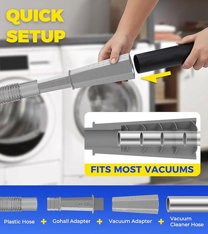 Dryer Vent Cleaner Kit - Flexible Dryer Lint Vacuum Hose Attachment - Lint Remover Compatible with All Vacuum Cleaner Laundry Room (Transparent Gray)