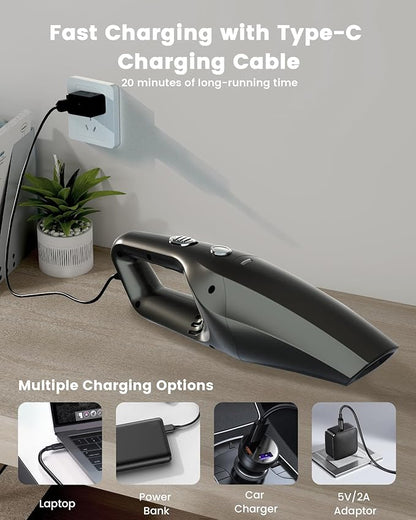 Handheld Vacuum Cordless, Car Vacuums Powerful with Rechargeable Battery, Portable Hand Held Vacuum Cordless with Washable HEPA Filter, Mini Vacuums Kit for Men and Women