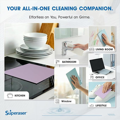 Magic Cleaning Pads, Eraser-Style Melamine Foam Cloths, No Chemicals Needed Just Water, No-Scratch & Odor-Free for Kitchen Bathroom (7x8 Multicolor, 10-Pack)