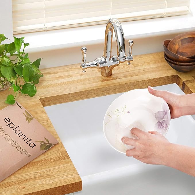eplanita Natural Dishwashing Sponges (Pack of 12), Kitchen Eco Scrub Scourer, Natural Loofah Plant, Biodegradable and Zero Waste