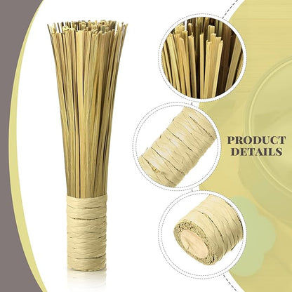 2 Pcs 12 Inches Bamboo Wok Brush Bamboo Kitchen Cleaning Brush Pot Scraper Scrubber Dish Pan for Cooking Skillet Grill Utensils Scrubbing