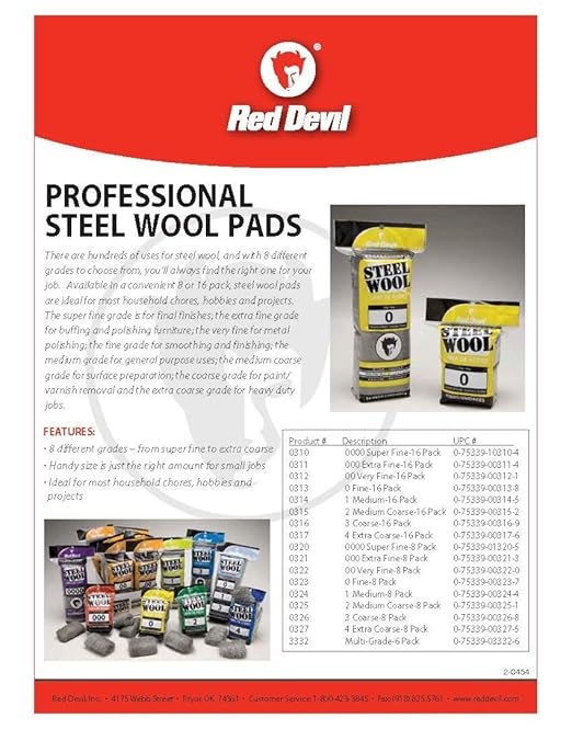 Red Devil 3332 Steel Wool Multi Grade (Pack of 6)