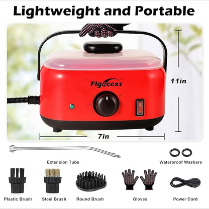 Flgocexs Steam Cleaner for Home,2500W Pressurized Steam Cleaner with 3 Brush Heads Portable Steamer for Cleaning Multi Surface Steam Cleaners with 2L Tank for Floor Car Carpet Upholstery