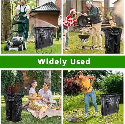 2 Pack Trash Bag Holder, 30-45 Gallon Garbage Bag Holder, Metal Portable Leaf Bag Holder, Butterfly Pattern Base Trash Bag Holder Stand for Indoor, Outdoor