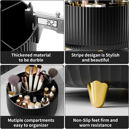 fanado 360° Rotate Makeup Brush Holder Organizer, Makeup Organizers Countertop, Makeup organization and Skincare Storage with Gift Box Packing for Vanity, Desktop, Bathroom (Black)