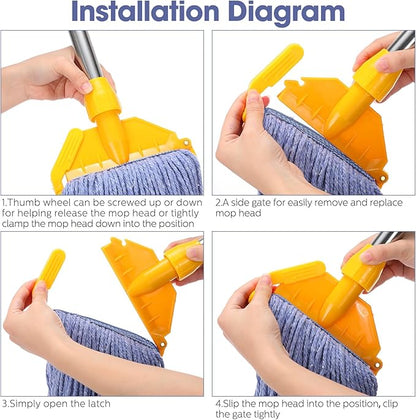 Eccliy 6 Pack Mop Heads Replacement Commercial Industrial Mop Heads Heavy Loop End Cotton String Heavy Duty Refills Wet Washable Refills for Home General Floor Cleaning (Blue,Orange)