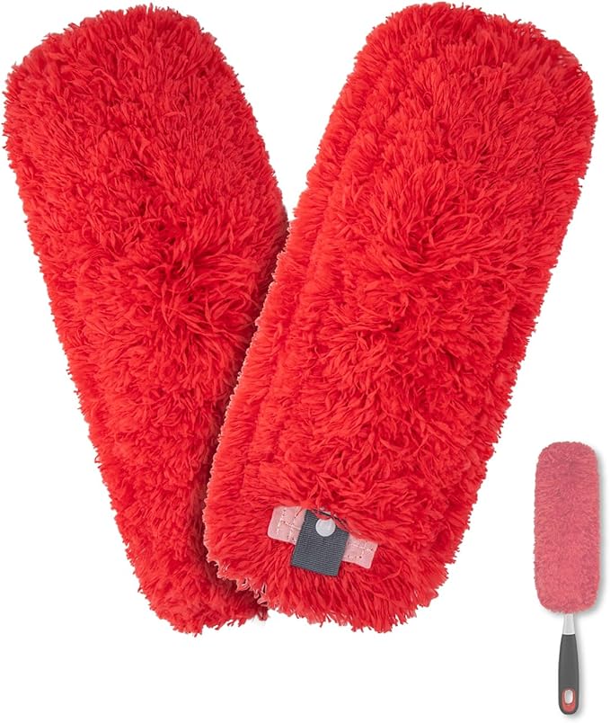 Microfiber Duster Refills Compatible with OXO Good Grips Hand Duster, Reusable Dusters Refill Washable Head Replacement for OXO Extendable Dusters for Cleaning -2 Pack, Red