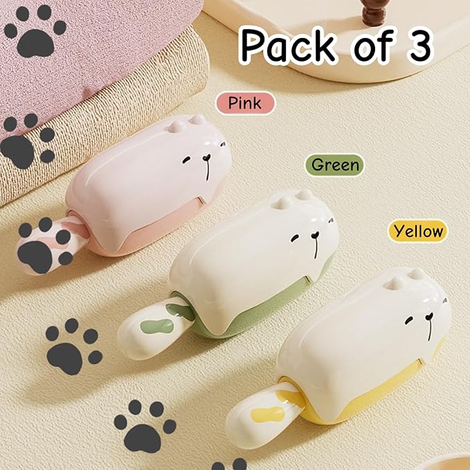 3 PCS Bear Lint Roller 2-in-1 Washable Sticky Ball Remover Fabric Sofa Shaver for Home Pet Owners Travel Wardrobe Cleaning Use