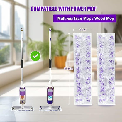 30 Pack Disposable Power Mop Pads for Swiffer Power Mop - 5X Cleaning Power Multi-Surface Floor Cleaning Mop Pads, Compatible with Swiffer Wet Pads Refill, 12 Layers Thickened Durable