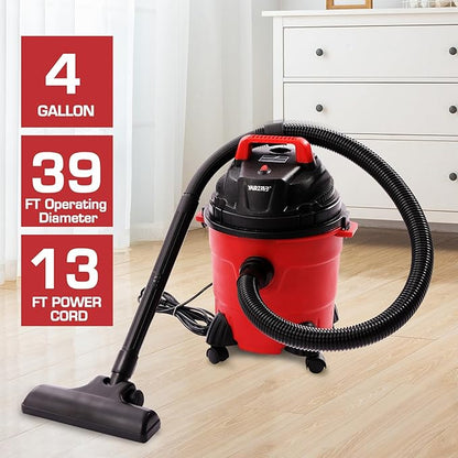 4 Gallon Wet Dry Vacuum Cleaner 1.34 Hp Shop Vacuum 1000W Portable Wet Dry Vac with Blower Function Floor Cleaner for Cleaning Car, Boat, Pet Hair, Hard Floor