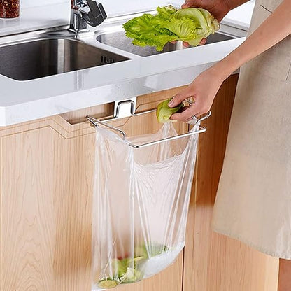 2 Pcs Large Stainless Steel Trash Bag Holder for Cabinets, Cupboards, Under Sink, Garbage, Kitchen Waste, Silver