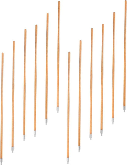 Matthew Cleaning Commercial 60inch Screw On Mop Handle for Floor Cleaning Heavy Duty Mop Head Replacement Holder Industrial Grade Lacquered-Wood Handle with Threaded Metal Tip - 12 Pack