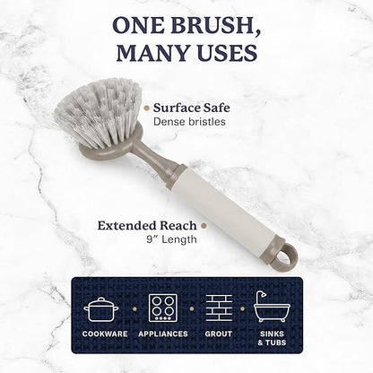 Farberware Dish Brush with Handle – 2 Pack Kitchen Scrub Brush for Dishes, Non-Scratch Dishwashing Brush Set with Firm Bristles for Pots, Pans, & Sink, Soft Grip Handles for Everyday Cleaning