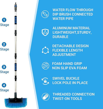 72" Car Wash Brush with Long Handle, On/Off Switch for Car RV Truck Boat Washing Brush, Complete Cleaning Kit with Car Wash Mop Windshield Squeegee Multifunctional Wash Brush