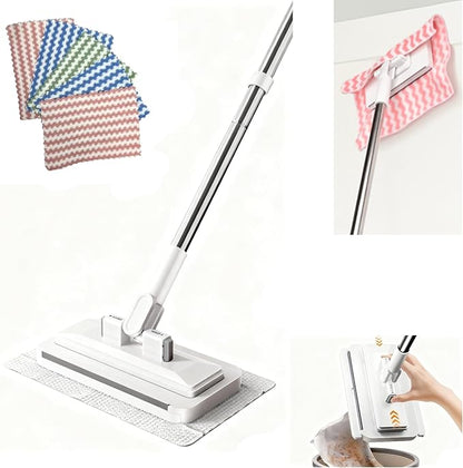 Press Grip Mini Clip Mop with 39' Handle — Zero-Touch Gap Cleaner & Locking Head, Includes 5 Reusable Cloths for Multi-Surface Cleaning (39 in mini dust mop)